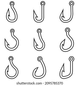 Fishing hook line icon, vector logo isolated on white background
