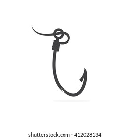 fishing hook with fishing line vector design template