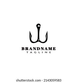 fishing hook logo cartoon design template icon black modern isolated vector illustration