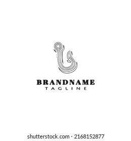 fishing hook logo cartoon design template icon black modern isolated vector illustration