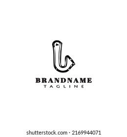 logotipo de gancho de pesca plantilla de diseño de dibujos animados icono negro ilustración de vector aislado