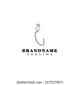 fishing hook logo cartoon design template icon black modern isolated vector illustration