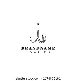 fishing hook logo cartoon design template icon black modern isolated vector illustration