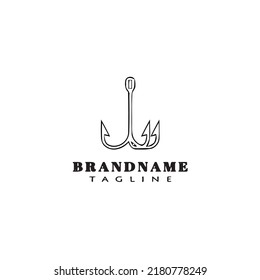 fishing hook logo cartoon design template icon black modern isolated vector illustration