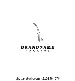 fishing hook logo cartoon design template icon black modern isolated vector illustration