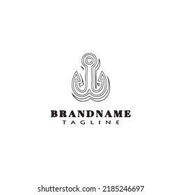 fishing hook logo cartoon design template icon black modern isolated vector illustration