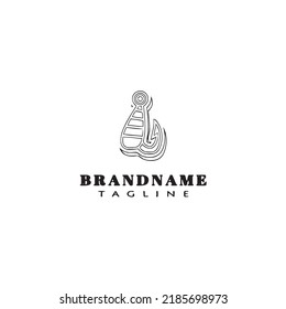 fishing hook logo cartoon design template icon black modern isolated vector illustration