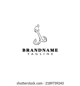 fishing hook logo cartoon design template icon black modern isolated vector illustration