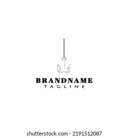 fishing hook logo cartoon design template icon black modern isolated vector illustration
