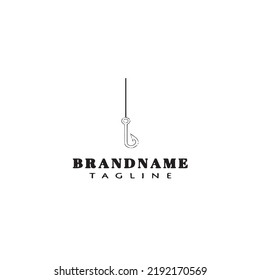 fishing hook logo cartoon design template icon black modern isolated vector illustration
