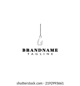 fishing hook logo cartoon design template icon black modern isolated vector illustration