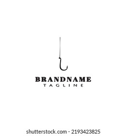 fishing hook logo cartoon design template icon black modern isolated vector illustration
