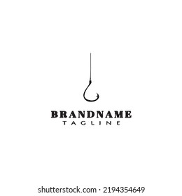 fishing hook logo cartoon design template icon black modern isolated vector illustration