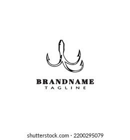 fishing hook logo cartoon design template icon black modern isolated vector illustration