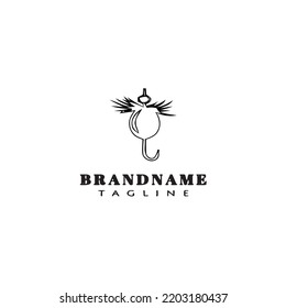 fishing hook logo cartoon design template icon black modern isolated vector illustration