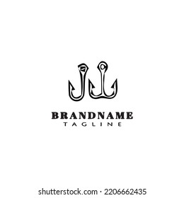 fishing hook logo cartoon design template icon black modern isolated vector illustration