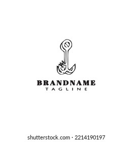 fishing hook logo cartoon design template icon black modern isolated vector illustration