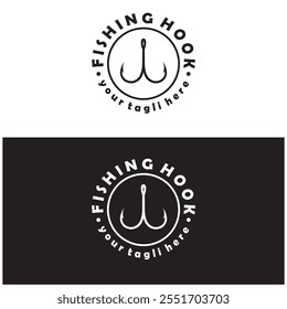 fishing hook logo design, fishing bait, fishing shop, tournament, angler, fishing community