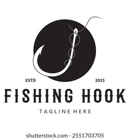 fishing hook logo design, fishing bait, fishing shop, tournament, angler, fishing community