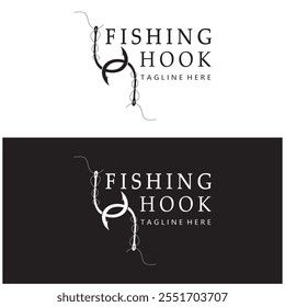 fishing hook logo design, fishing bait, fishing shop, tournament, angler, fishing community