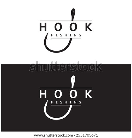 fishing hook logo design, fishing bait, fishing shop, tournament, angler, fishing community