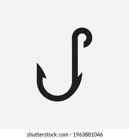 plantilla de concepto de diseño del logotipo de gancho de pesca. vector totalmente editable	