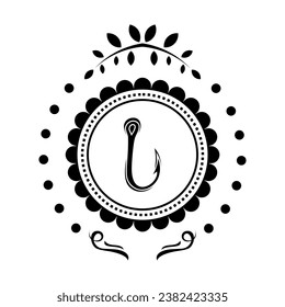 fishing hook logo design icon