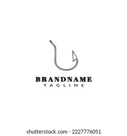 fishing hook logo design template icon black modern isolated vector illustration