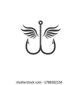 fishing hook  logo icon vector illustration design