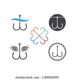 fishing hook  logo icon vector illustration design