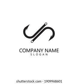  fishing hook logo icon vector template illustration