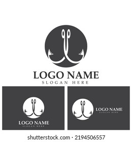 fishing hook logo icon vector template illustration