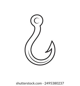 Diseño de elemento de ilustración de logotipo de anzuelo de pesca