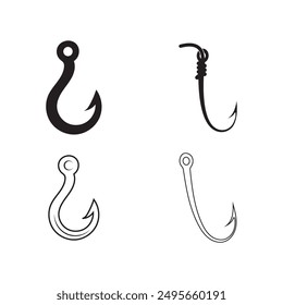 Fishing hook logo illustration element design