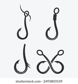 Gancho de pesca Logo de pesca Monograma de pesca Diseño de pesca