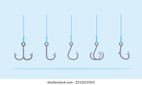 fishing hook logo set, fishing equipment illustration. suitable for posters and web icons	
