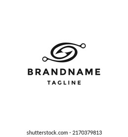 Fishing hook logo in the shape of the letter s flat vector