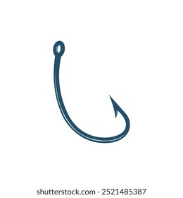 Fishing Hook Logo Silhouette Design Isolated on White Background.