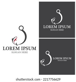 Fishing hook  logo template. Creative vector symbol