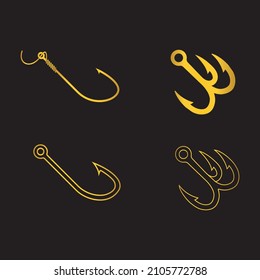 Diseño del icono del vector del logotipo del gancho de pesca