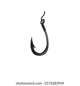 Fishing hook logo vector icon illustration design.Hook vector web icon isolated on white background, simple line illustration.