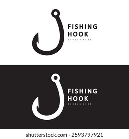 Fishing hook logo Vector sign