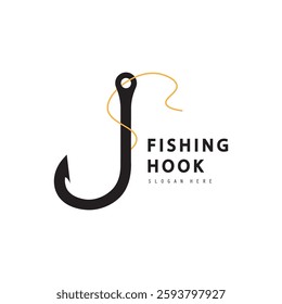 Fishing hook logo Vector sign