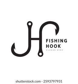 Fishing hook logo Vector sign