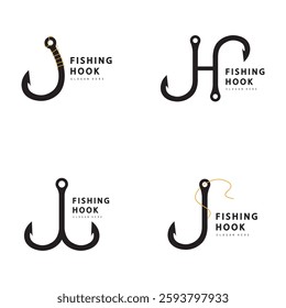 Fishing hook logo Vector sign