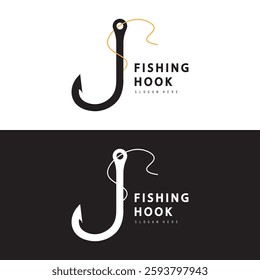 Fishing hook logo Vector sign