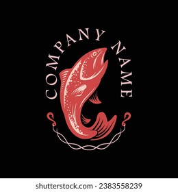 diseño vintage del logotipo del gancho de pesca