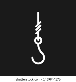 Fishing hook logotype. Flat vector fisherman equipment.