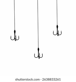 Fishing hook lowered into the water. Concept of catching fish in the water. Vector illustration