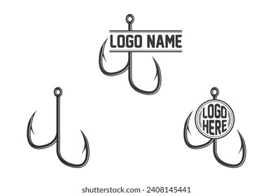 Fishing hook Monogram, Fishing Logo, Fishing Hook Logo, Fishing Hook Vector, Fishhook silhouette